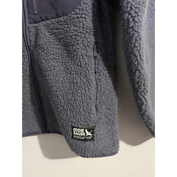 Eddie Bauer Sherpa Fleece Jacket Womens S Navy Blue Full Zip Lined Outdoor Cozy - Picture 2 of 5